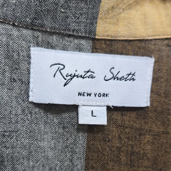 Rujuta Sheth Emily Maxi Dress Marni Chex with Front Tie Size Large - Picture 3 of 8